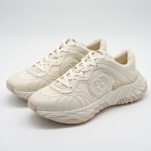 size 9.5G 10 US Gucci Ripple Sneakers Off White GG Leather Interlocking